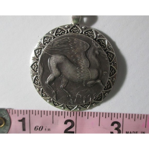 Very High Relief Sky Goddess Flying Pegasus Coin/Pendant silver necklace - Picture 6 of 9